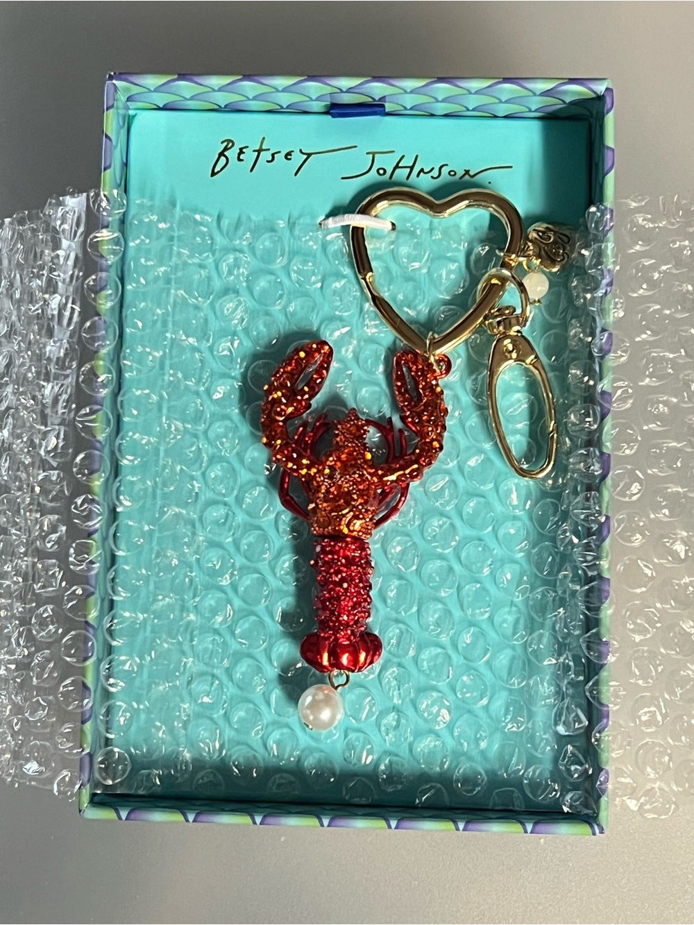 Blingy Red Betsey Johnson Lobster Key Ring/Bag Charm